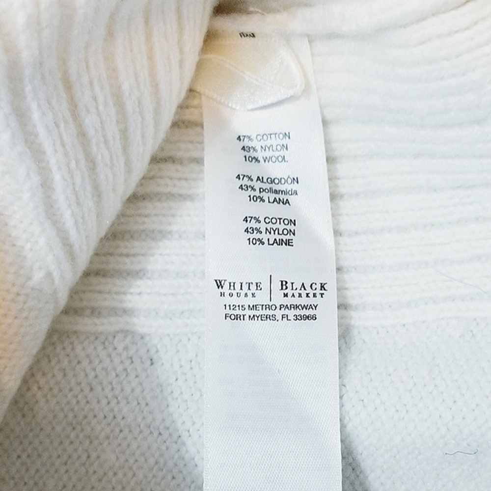 White House Black Market Ivory Long Side Split Tunic Sweater - Picture 7 of 8